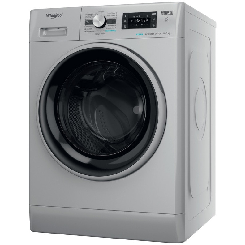 Masina de spalat rufe cu uscator Whirlpool FFWDB964489SBSVEE, 9 kg spalare, 6 kg uscare, 1400 rpm, FreshCare+, 6th Sense, Motor Inverter, Steam Refresh , Clasa A, Gri
