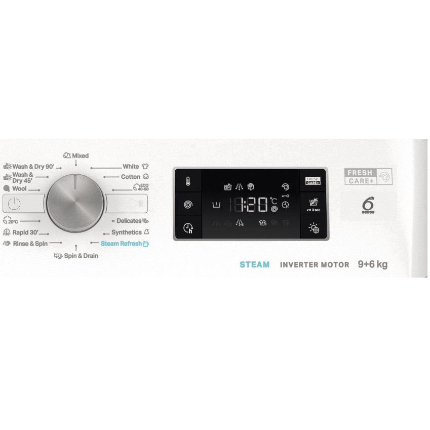 Masina de spalat rufe cu uscator Whirlpool FFWDB 964489SVEE, 9 kg spalare, 6 kg uscare, 1400 rpm, FreshCare+, 6th Sense, Motor Inverter, Steam Refresh , Clasa A, Alb