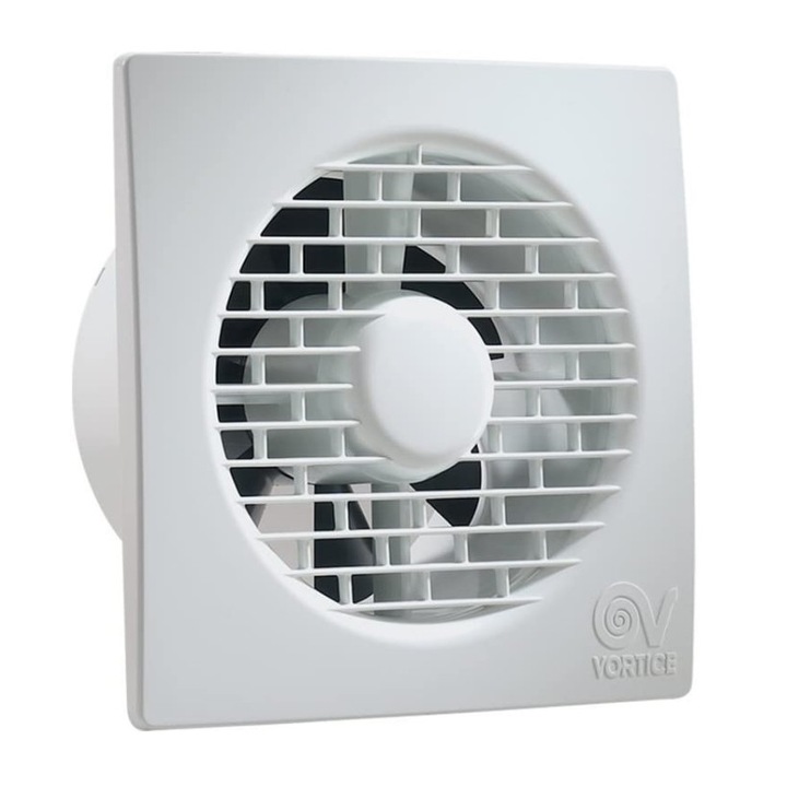 Вентилатор за баня Vortice, Punto Filo 90/3,5", Бял с много тънка видима част, Монтаж на таван или стена, Прозорец