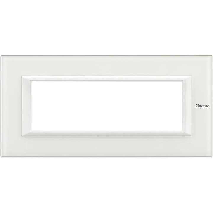 Placa rectangulara BTicino Axolute 6 module, sticla alba
