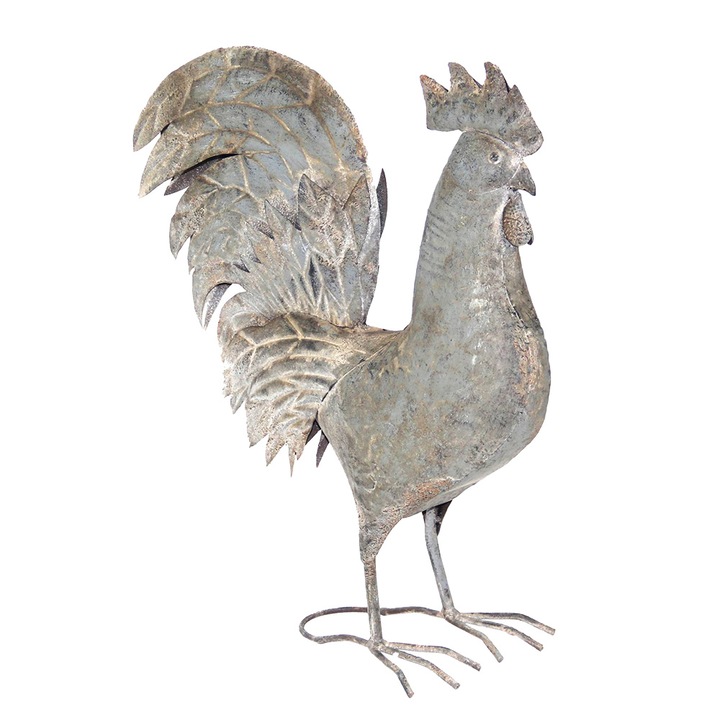 Szürkevas Kakas figura 34x14x42 cm