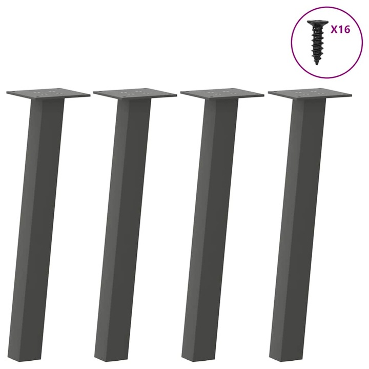 Picioare masuta de cafea vidaXL, 4 buc, Antracit, 42 cm, Otel, 4.32 Kg