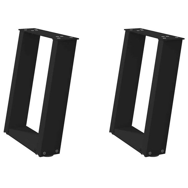 Picioare pentru masuta de cafea in forma de U vidaXL, 2 buc., negru, 38x(42-43) cm, otel 7.5 kg