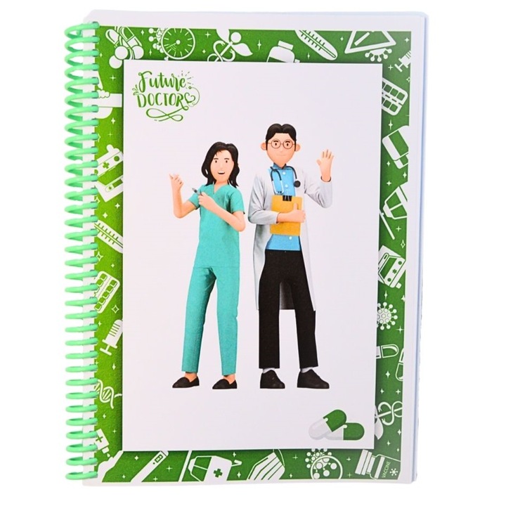 Caiet foaie velina Future Doctor, Copy Boom, spirala Verde din plastic, 100 file, format A5