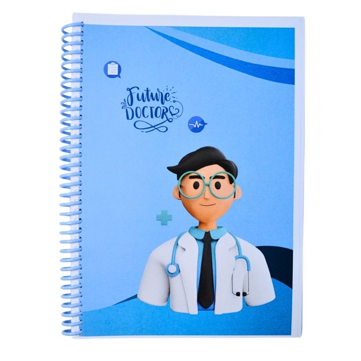 Caiet foaie velina Future Doctor, Copy Boom, spirala Albastra din plastic, 100 file, format A5