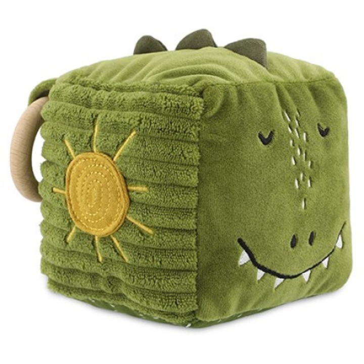 Jucarie pentru bebelusi Dinozaur, Trixie, 11x11x11cm, texturi diverse, prietenos pentru bebelusi