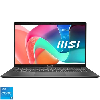 Laptop MSI Modern 15 F13MG cu procesor Intel Core i5-1335U pana la 4.6GHz, 15.6'', IPS, Full HD, 8GB DDR4 RAM, 512GB SSD, Intel Iris Xe Graphics, No OS, Platinum Gray