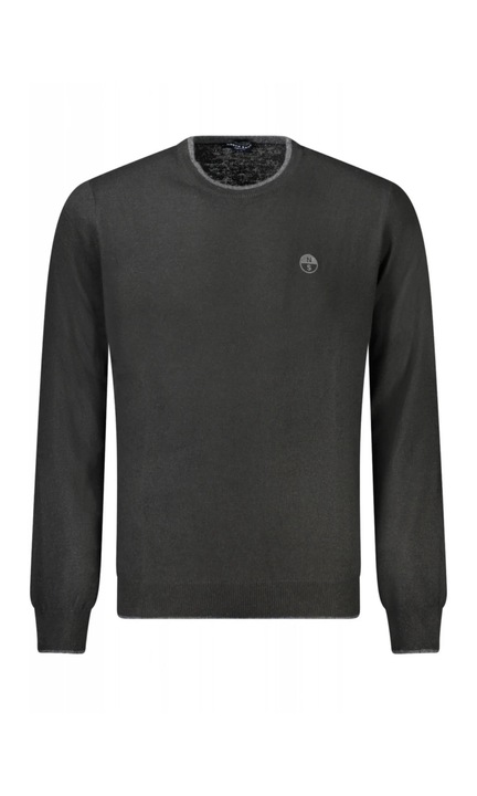 Férfi pulóver, hímzett mini logóval, Normál szabású, North Sails, Fekete, Fekete