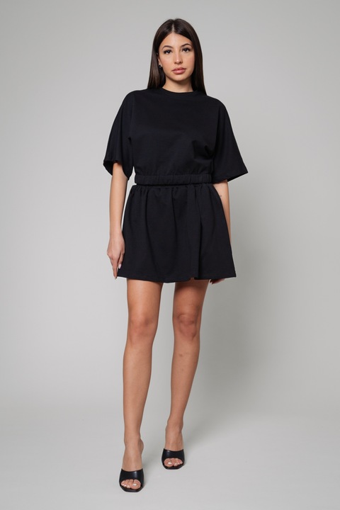 Set Amara Tricou Oversized si fusta scurta Black Negru XS-S INTL