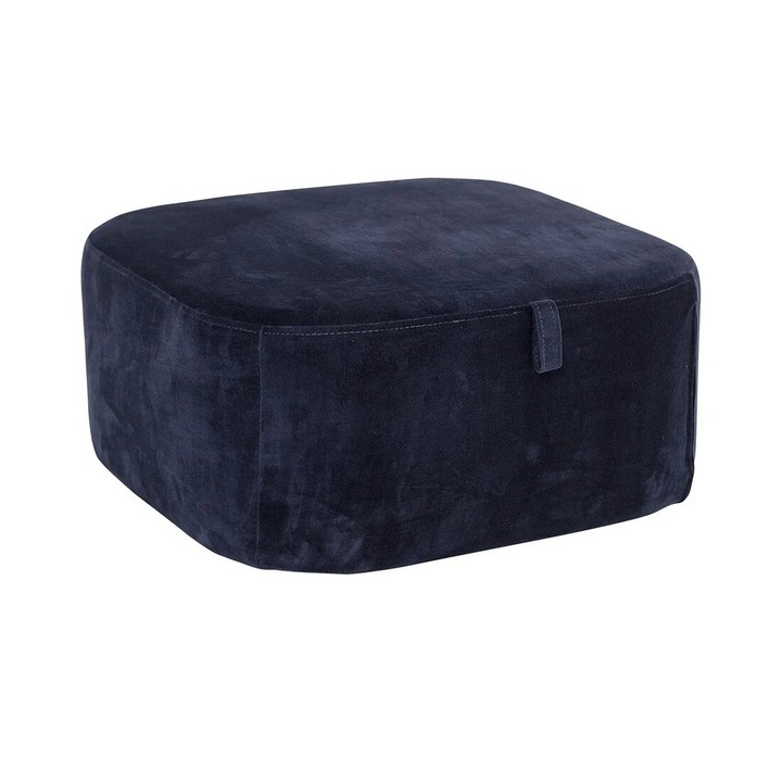 Табуретка, квадратна, кадифена, синя