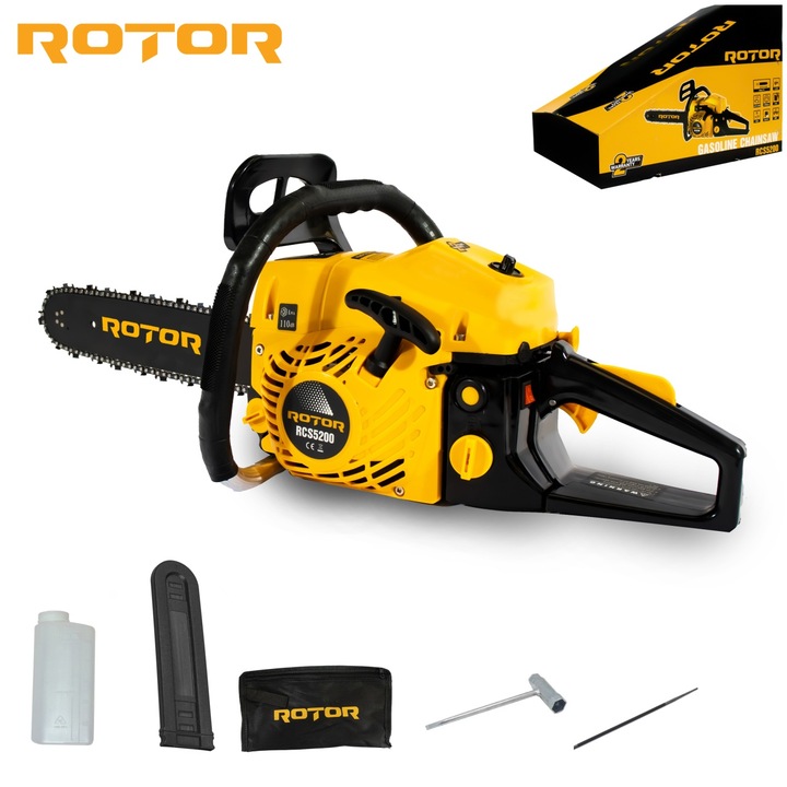 Drujba de mana pentru astereala pe benzina Rotor RCS5200, 2 kw-3,9CP, 10500 rot/min, Ungere Lant Automata