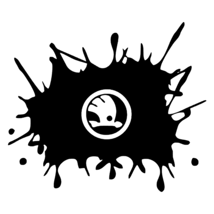 Sticker pata Skoda, negru, 15cm