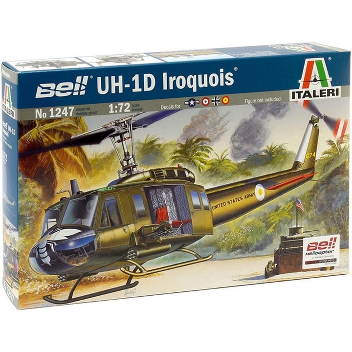 Kit de construit elicopter UH - 1D Slick, Lungime 18 cm, Scara 1:72, 14+