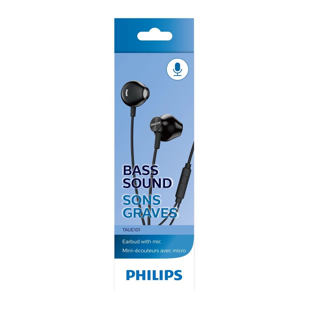 Casti cu fir, Philips, TAUE101BK, microfon, 3.5mm, negru, 1.2m