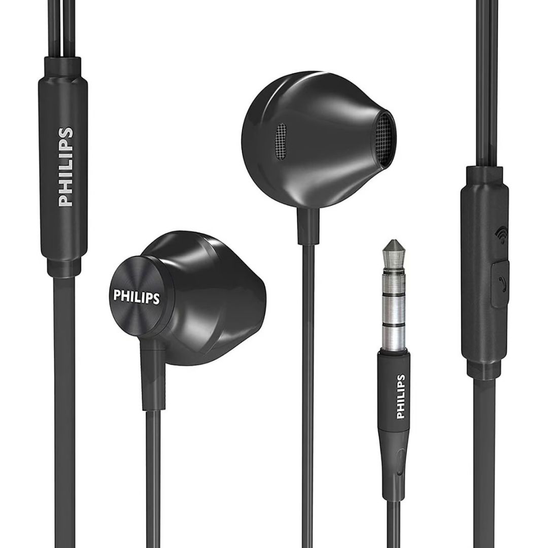 Casti cu fir, Philips, TAUE101BK, microfon, 3.5mm, negru, 1.2m