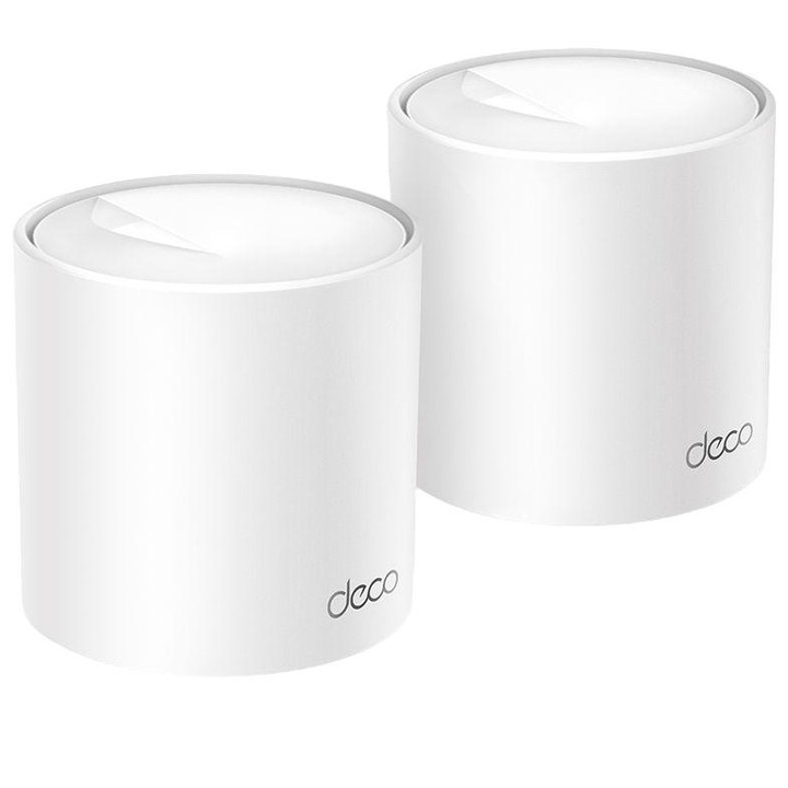 Sistem Mesh, Deco X1500, set 2 bucati, Wi-Fi 6, 2.4GHz 300Mbps, 5GHz 1201Mbps, alb