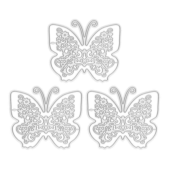 3 броя скрапбук матрици за рязане, направи си сам, изящен външен вид, релефна хартиена пеперуда от въглеродна стомана