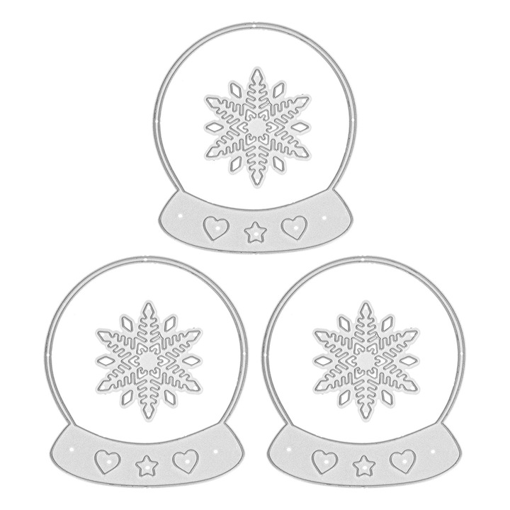 Матрици за релефно изрязване от въглеродна стомана Кристална топка, изрязвания във формата на снежинка за направи си сам скрапбук занаят