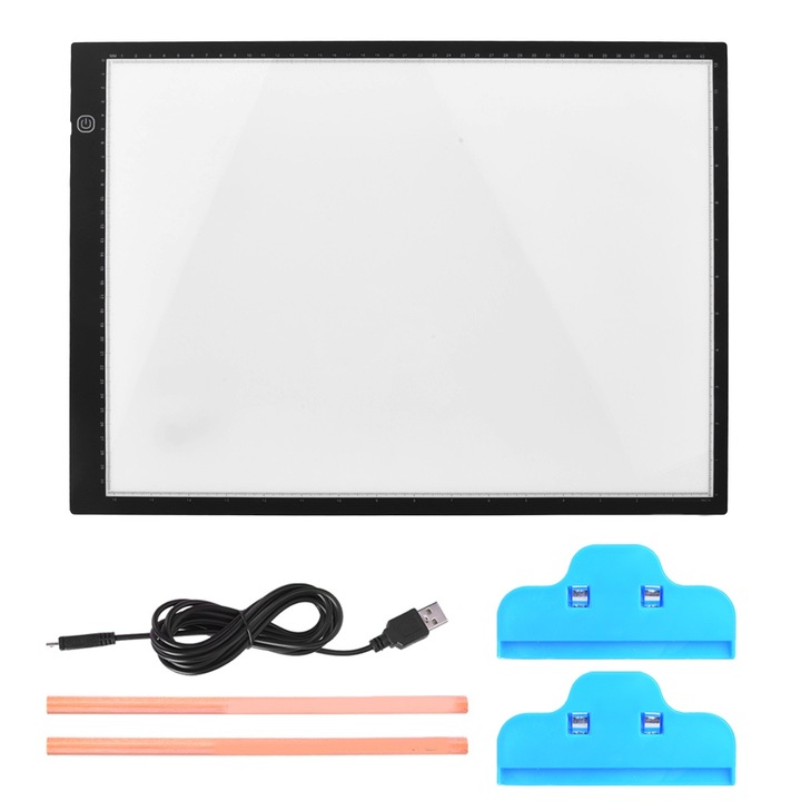Placa de urmarire cu lumina LED, cu reglaj continuu, dimensiune A3, suprafata mare, pentru copierea desenului