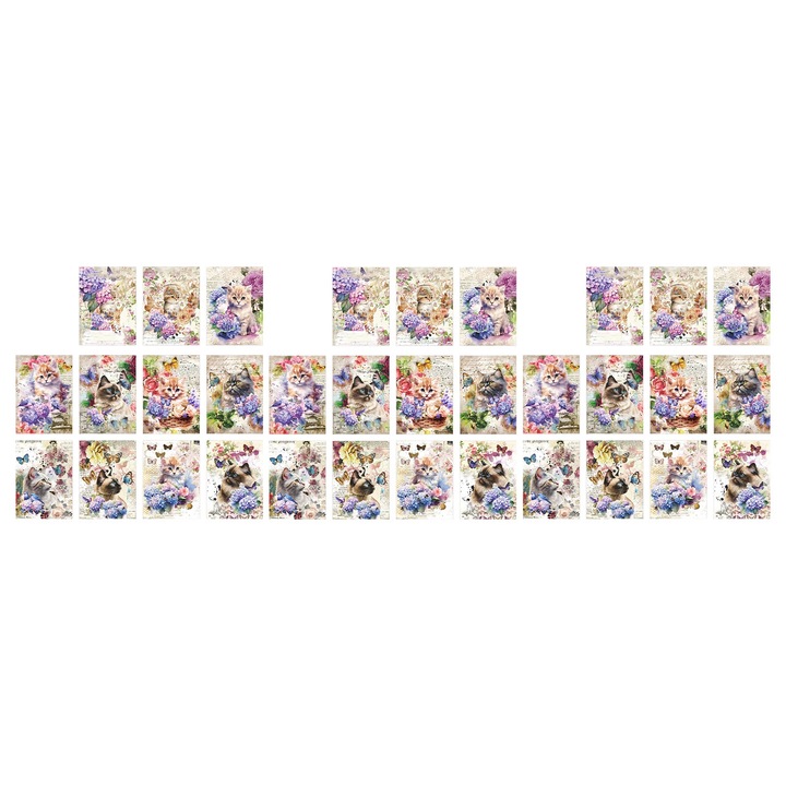 30 darabos Jormftte dekorpapír készlet, gyönyörű mintával, lila, scrapbookinghoz
