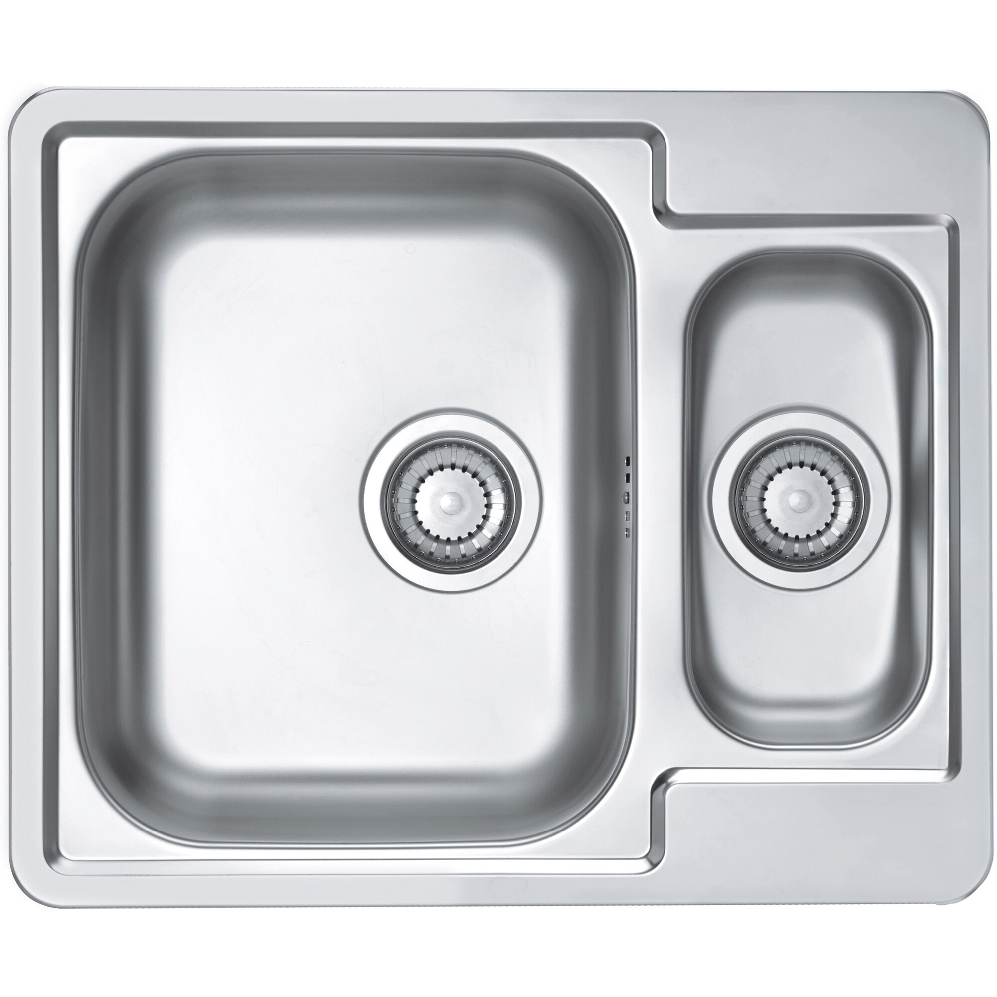 Chiuveta bucatarie Alveus Line 50 leinen, orientare cuva pe stanga, 615x500 mm, adancime cuva mare 160 mm, sifon inclus, Inox