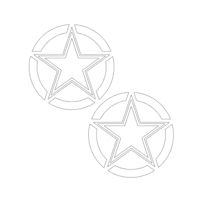 Set 2 stickere pentru masina, tuning auto, Stele, Automobile sport, 4x4 off road, alb, 20cm