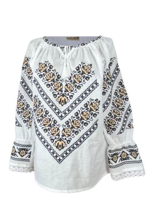 Дамска блуза тип D24 бяло/кафяво размер XL