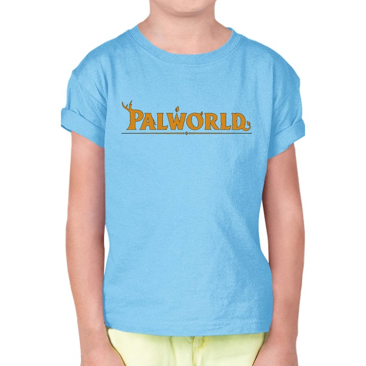 Gyerek rövid ujjú póló Palworld OPT Palworld logo 2, Világoskék