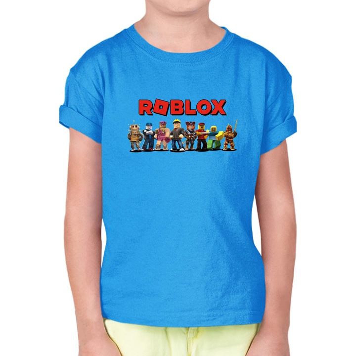 Tricou cu mânecă scurtă pentru copii Roblox OPT Roblox Team, Albastru azur
