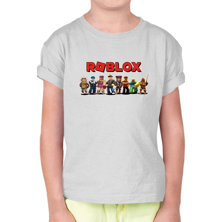 Tricou cu mânecă scurtă pentru copii Roblox OPT Roblox Team, Gri deschis melange