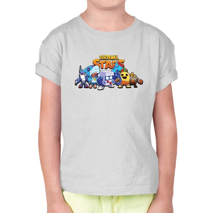 Gyerek rövid ujjú póló Brawl Stars OPT Characters var2, Melange világosszürke