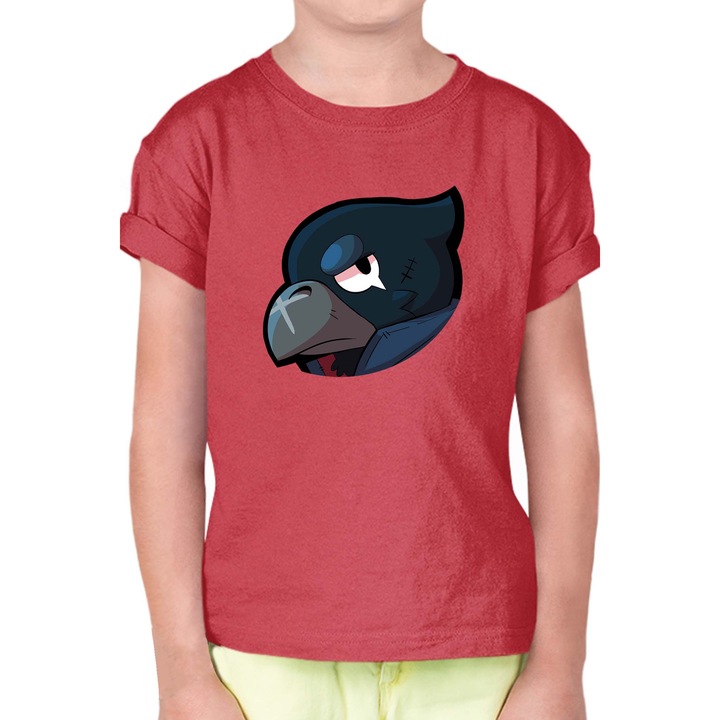 Gyerek rövid ujjú póló Brawl Stars OPT Crow Head, Piros