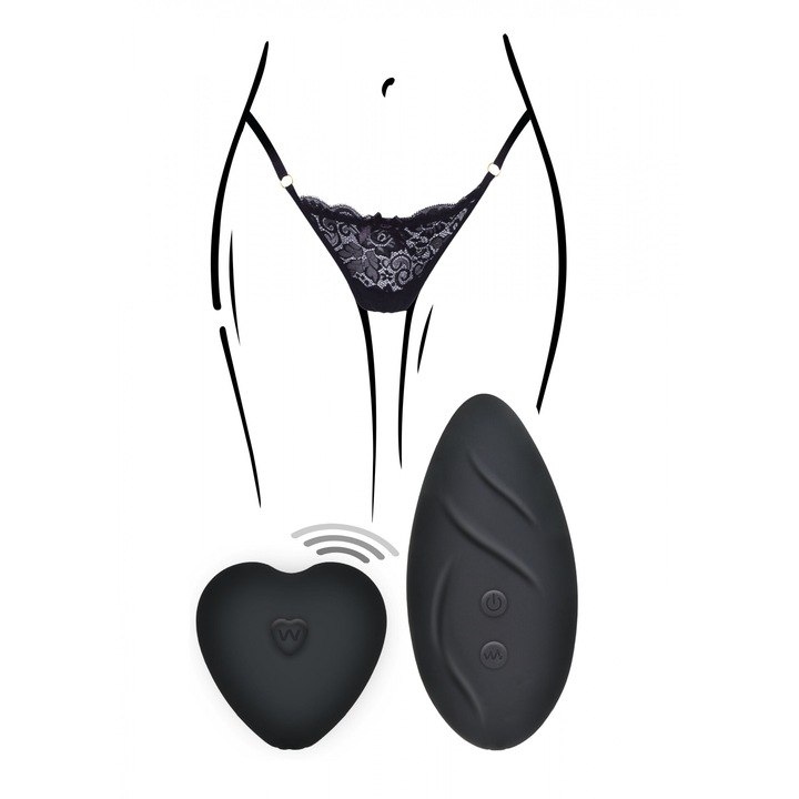 TOYJOY Divine Panty Pleaser Vibrátor, rezgő csipkebugyi, vibrációs stimuláció, fekete