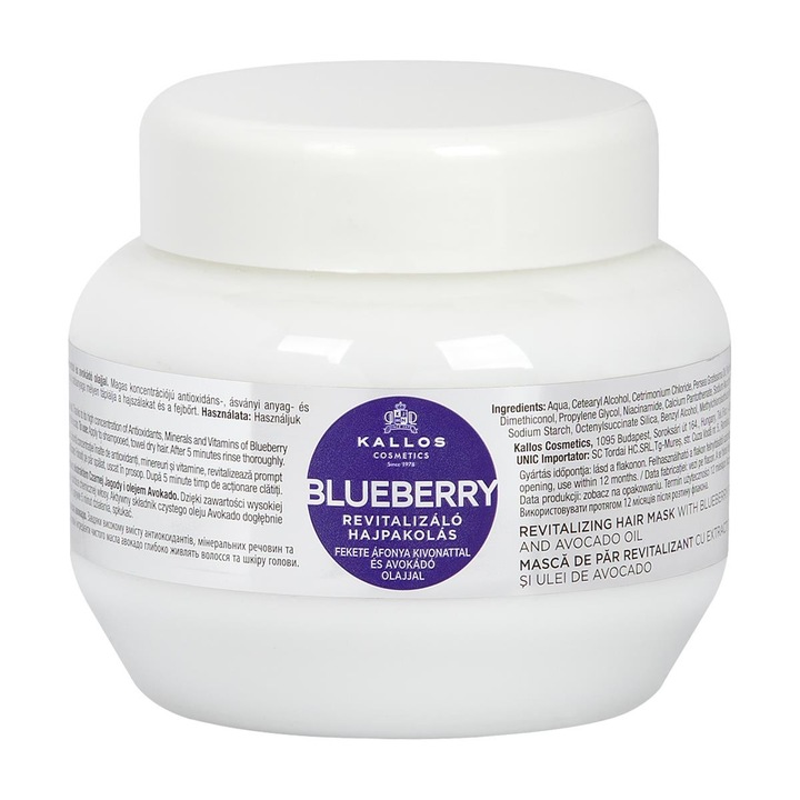 Kallos Blueberry Revitalizing Hair Mask pentru par uscat si degradat 275 ml