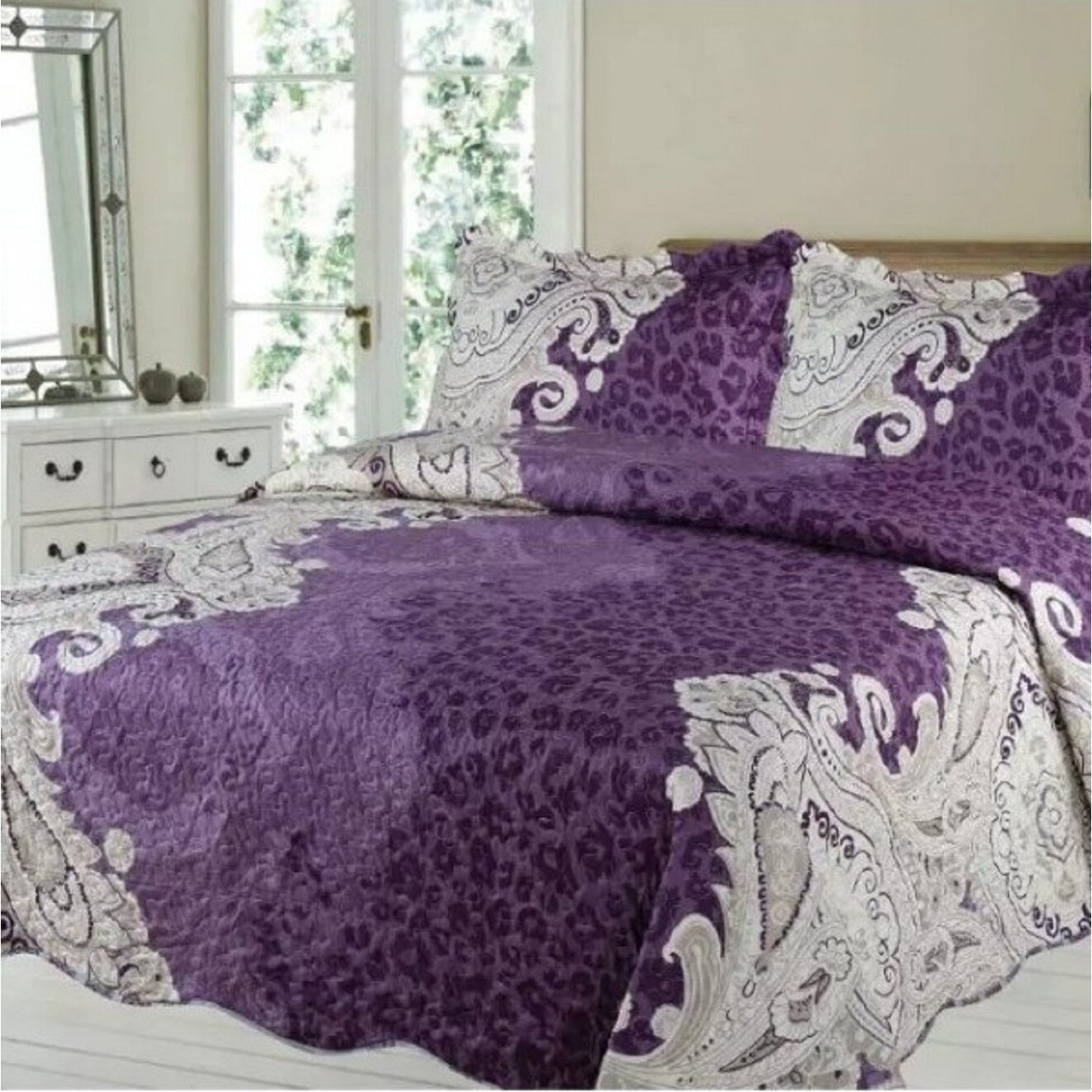 Cuvertura, pentru 2 persoane, 3 piese, bumbac, model Vika3