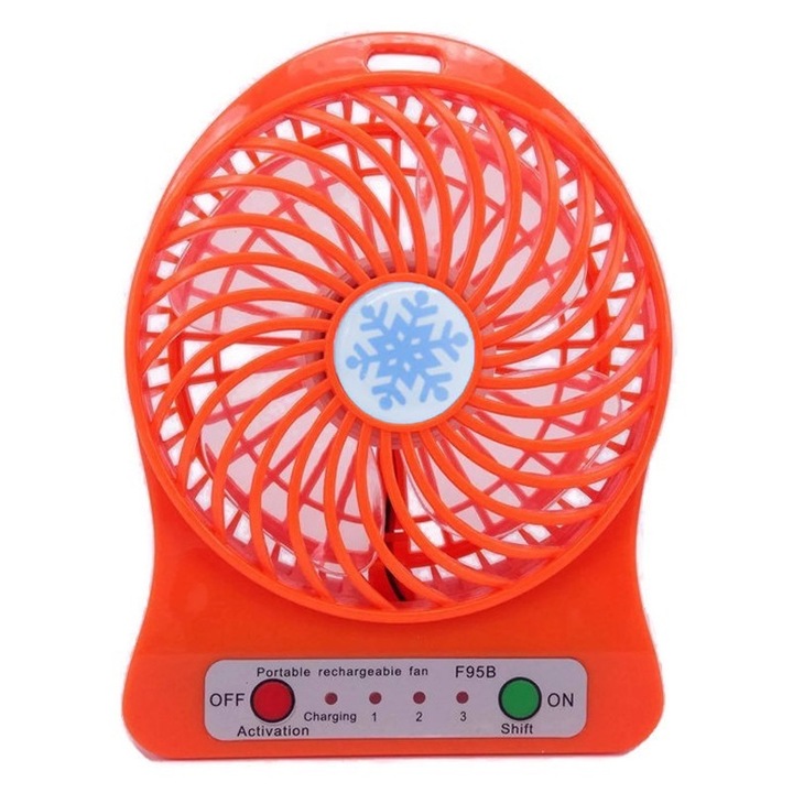 Mini ventilator portabil, USB, 3 trepte, lanterna