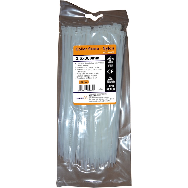 Colier de plastic Temad, 3.6x300 mm