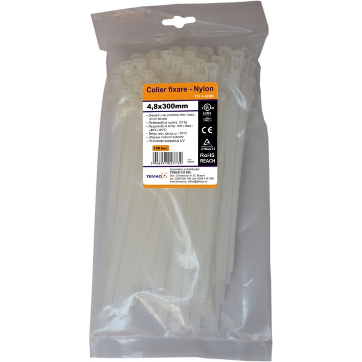 Colier de plastic Temad, 4.8x300 mm
