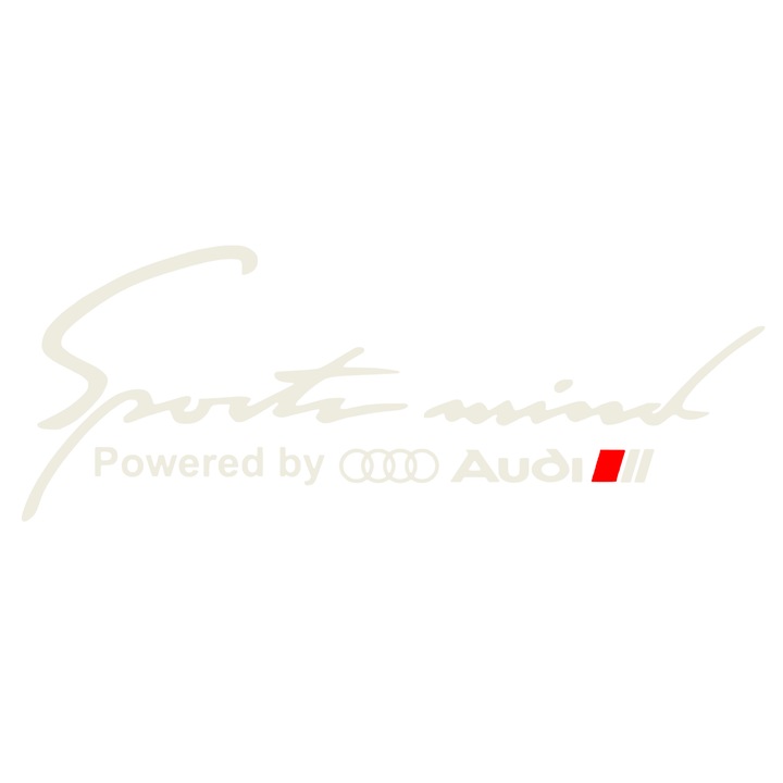 Sticker auto capota Audi, Sports Mind 30x11cm, alb