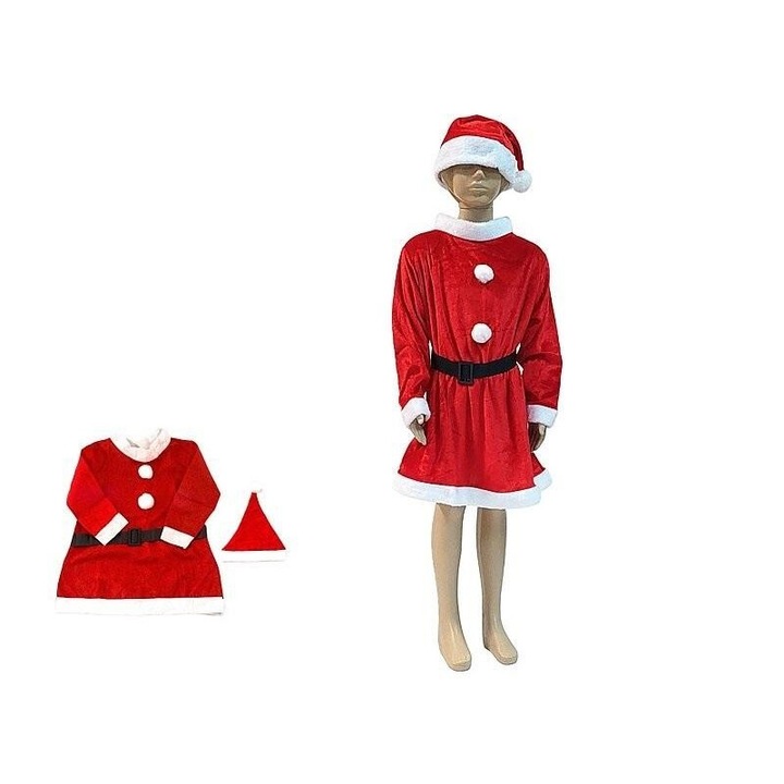 Costum doamna Craciun din catifea pentru varste 13-15 ani