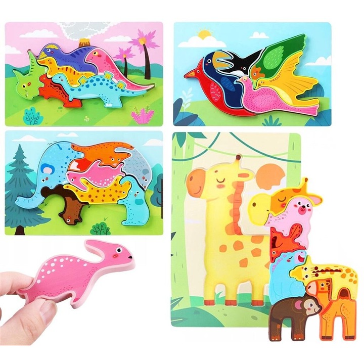 Trifox fa kirakós, állatok, 220x150mm, készlet