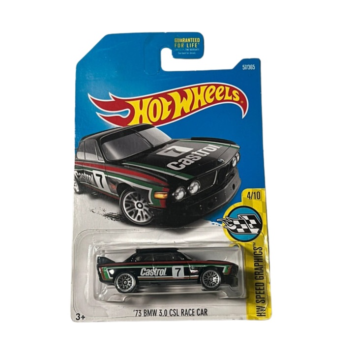 Hot Wheels Кола, 73 BMW 3.0 CSL Race Car, HW Speed Graphics Collection - 2017 Edition, метал, черен, 1:64