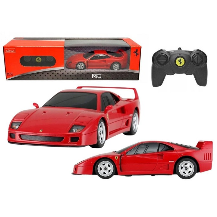 Masinuta RC Ferrari F40 1:24, rosie, 29x11x9cm, set cu telecomanda