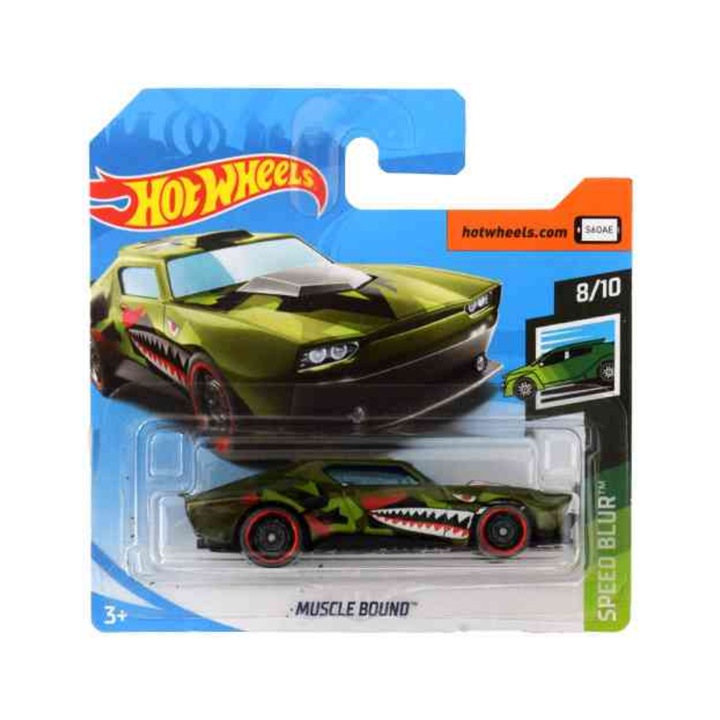 Hot Wheels Кола, Muscle Bound, Speed Blur Collection - издание 2019 г., метал, зелен, 1:64
