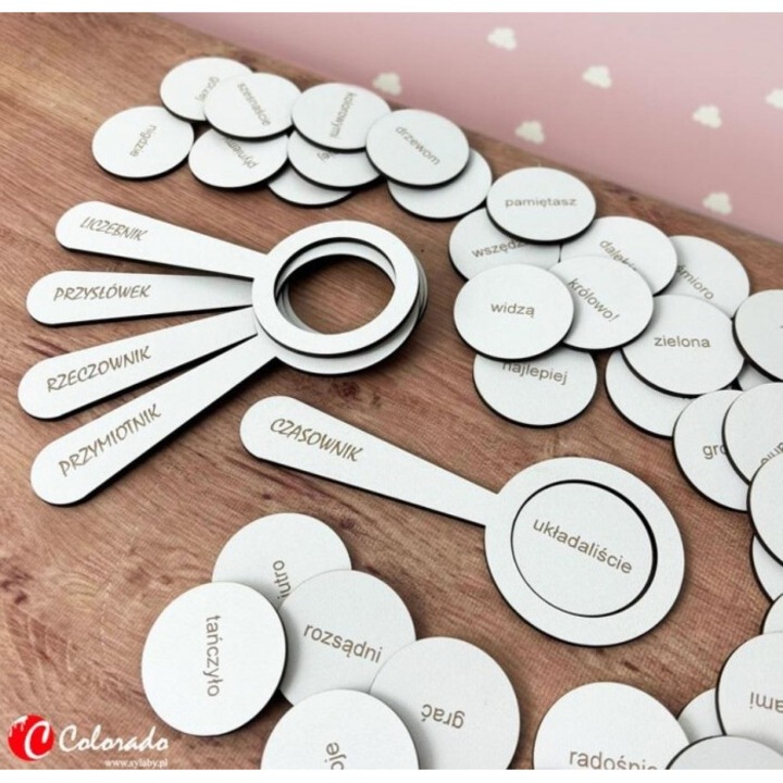 Beszédrész nagyító, Colorado, 54 szóból álló készlet + 5 farkas, 228x114mm