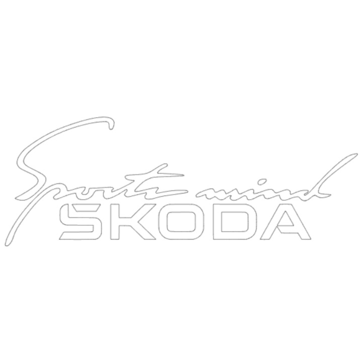 Sticker Auto Sports Mind Skoda model 2 Alb 20x 8 cm
