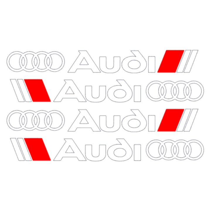 Set 4 Stickere Audi, Manere, Alb, 11,5 cm x 1,4 cm