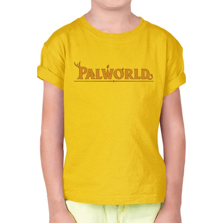Gyerek rövid ujjú póló Palworld OPT Palworld logo 2, Sárga