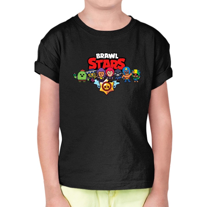 Детска тениска Brawl Stars OPT Characters var3, Черен