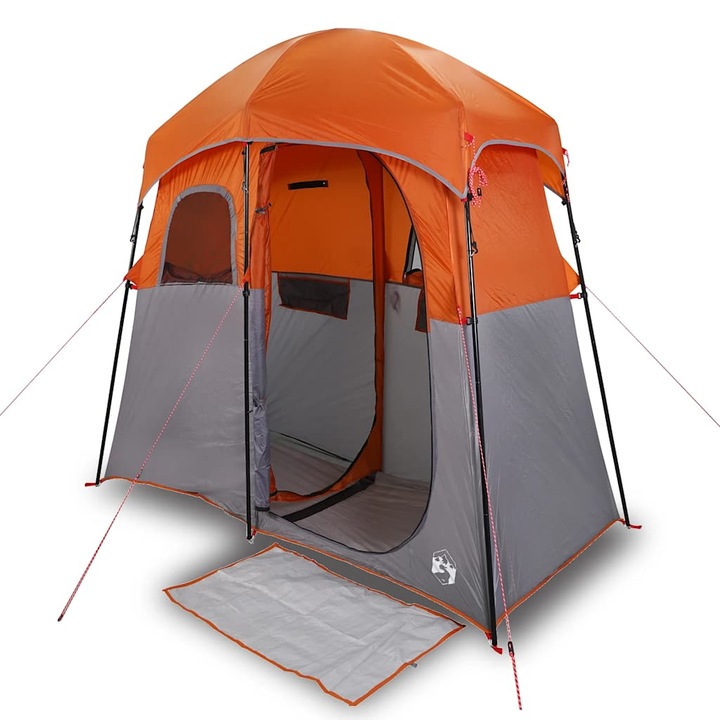 VidaXL 2 személyes szürke és narancssárga vízálló zuhanysátor 256 x 136 x 225 cm 7.5 kg